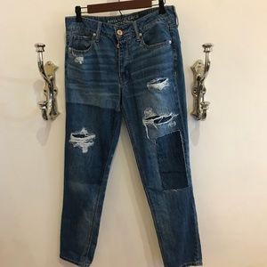 American Eagle Tom Girl Distressed Jeans